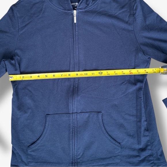 Karen Scott Sport Women's Navy Blur Full Zip Long Sleeve Hoodie Sweatshirt - Picture 5 of 10